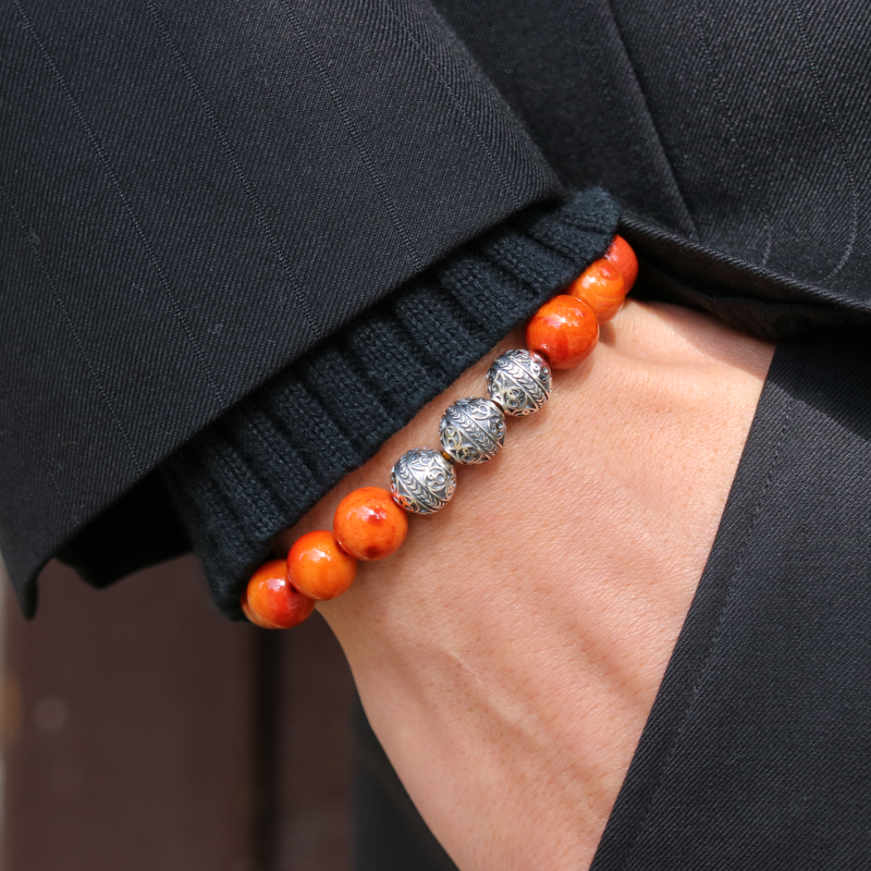 Round black amber beads bracelet | Amberada
